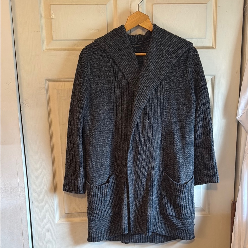 Banana republic Gray Ribbed Knit Cardigan